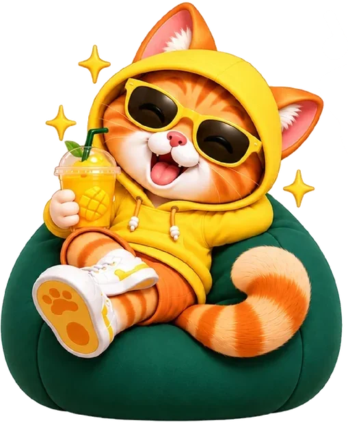 Bro Oyen relaxing on a bean bag with a fruit drink